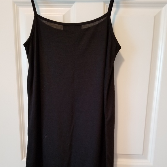 Long Black Tank with Lace Hem - Picture 2 of 7